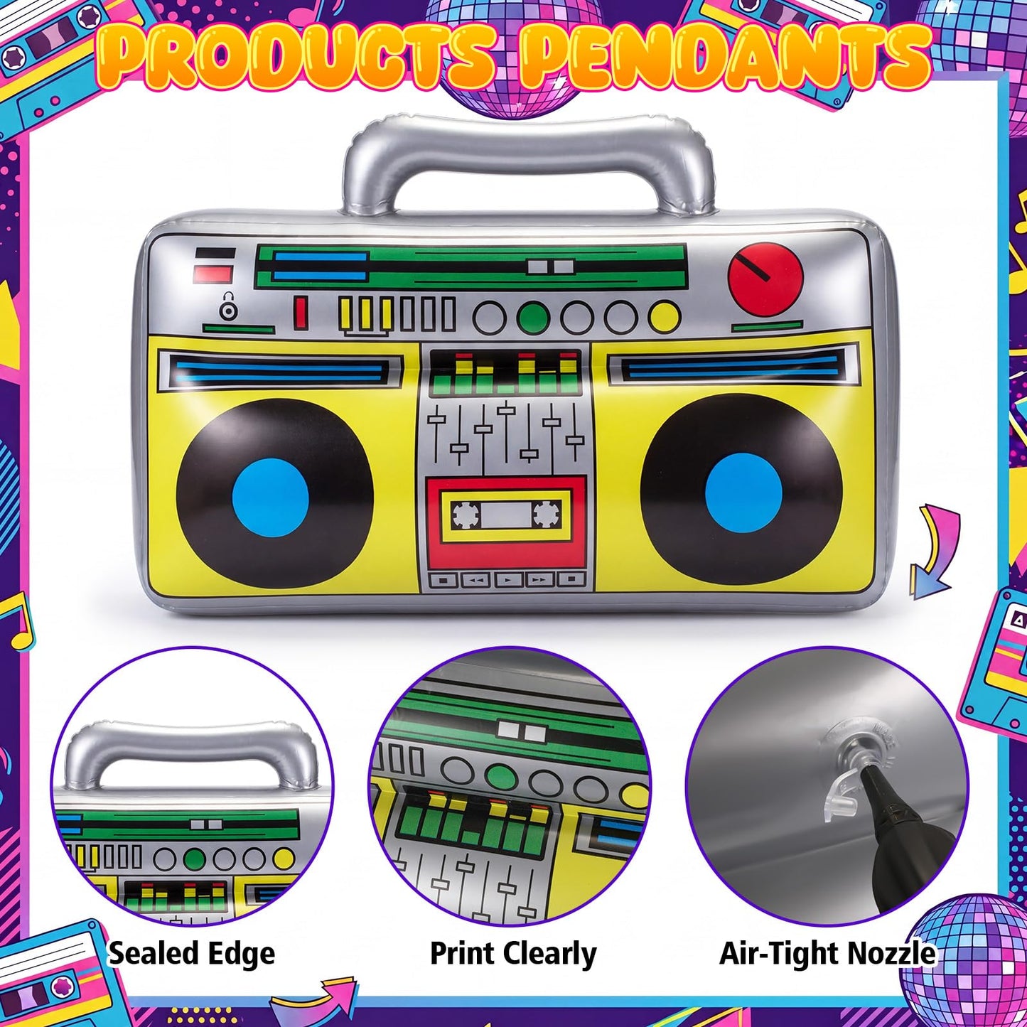 meekoo 5 Pcs Inflatable Radio Boombox Party Decorations, 16.5 Inches