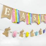 Easter Party Decorations Burlap Rabbit Bunny 3D Felt Egg with Wood