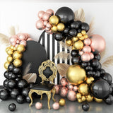 Black Rose Gold Balloon Garland Arch Kit Metallic Gold and Rose Gold