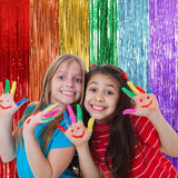 5 Pack Rainbow Party Backdrop Streamers Decorations Colorful Foil