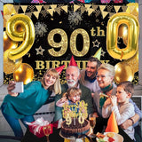 90th Birthday Decorations Men Women with 90th Birthday Banner Black