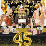 45th Birthday Decorations Men Women with 45th Birthday Banner Black