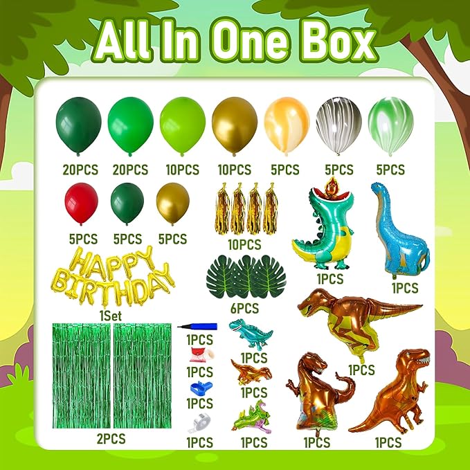 Dinosaur Theme Birthday Party Decorations Green Dino Party Decor for