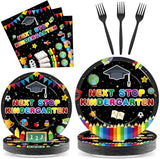 96Pcs Preschool Graduation Plates and Napkins Next Stop Kindergarten