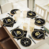 96 Pcs 40th Birthday Plates and Napkins Party Supplies Black Gold
