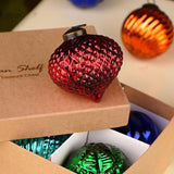 IndianShelf 6 Colorful Christmas Balls - Glass Tree Ornaments -