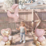 Pink 4 Balloon Number 40 Inch, Dusty Blush Pink Gold Sand White Latex