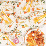 Little Cutie Baby Shower Decorations Plates And Napkins Orange