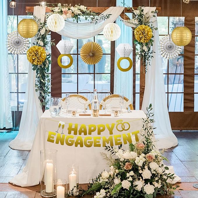 Engagement Party Decorations Set Includes Gold Glitter Happy