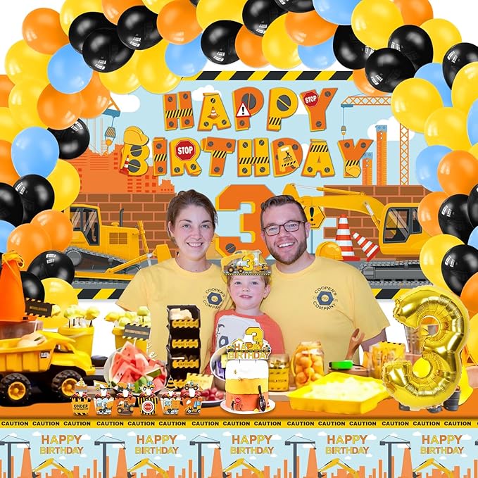 Construction Birthday Party Supplies for 3 Year Old Boy 139 Pcs Dump