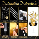 2 Set Black and Gold Balloon Stand Kits Gold Crown Balloons Sticks