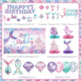 Mermaid Birthday Decorations Includes Banner Backdrop Foil &