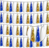 4 Pack Navy-Blue White and Gold Foil Fringe Tassel Banner Garland