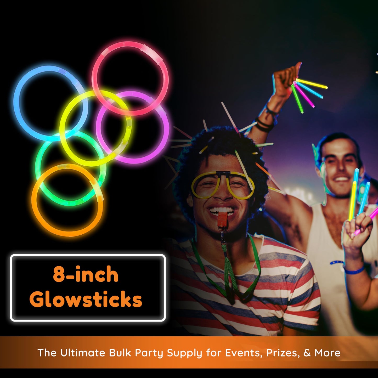 Glow Fever Glowsticks Bulk 1200pcs Party Pack includes 600 8" Glow