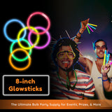 Glow Fever Glowsticks Bulk 1200pcs Party Pack includes 600 8" Glow
