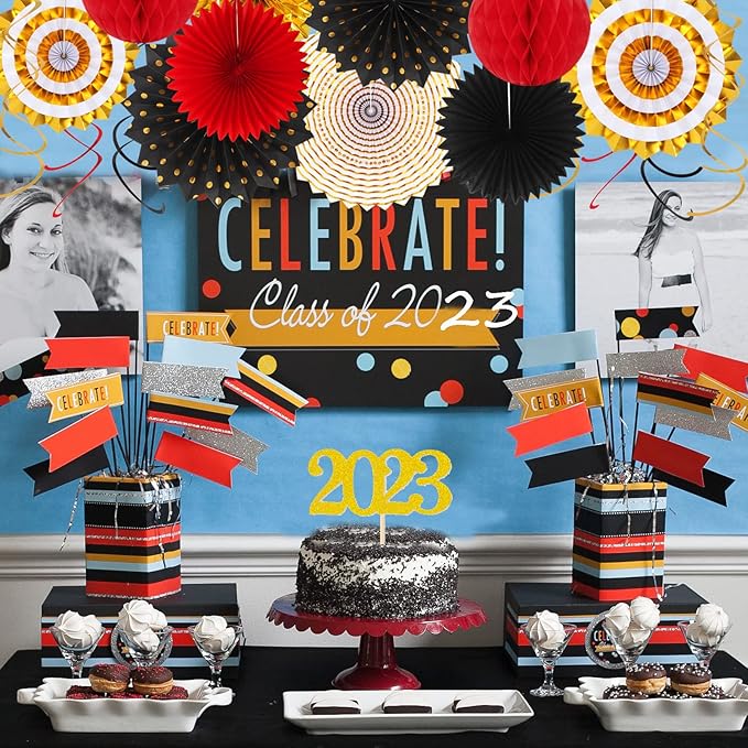 Red Black Gold Casino Theme Party Decorations 33pcs Kits Game Night