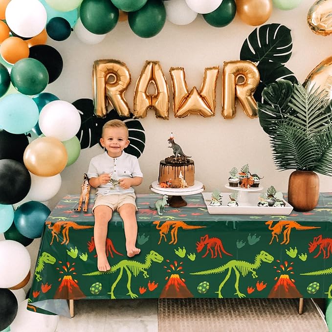 3 Pieces Dinosaur Birthday Decorations Party Tablecloth Dinosaur