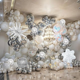 Christmas Decorations Balloons Arch Kit White Silver Snowflake