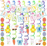 31 PCS Easter Decorations Spring Decor Egg Bunny Foil Swirl Party