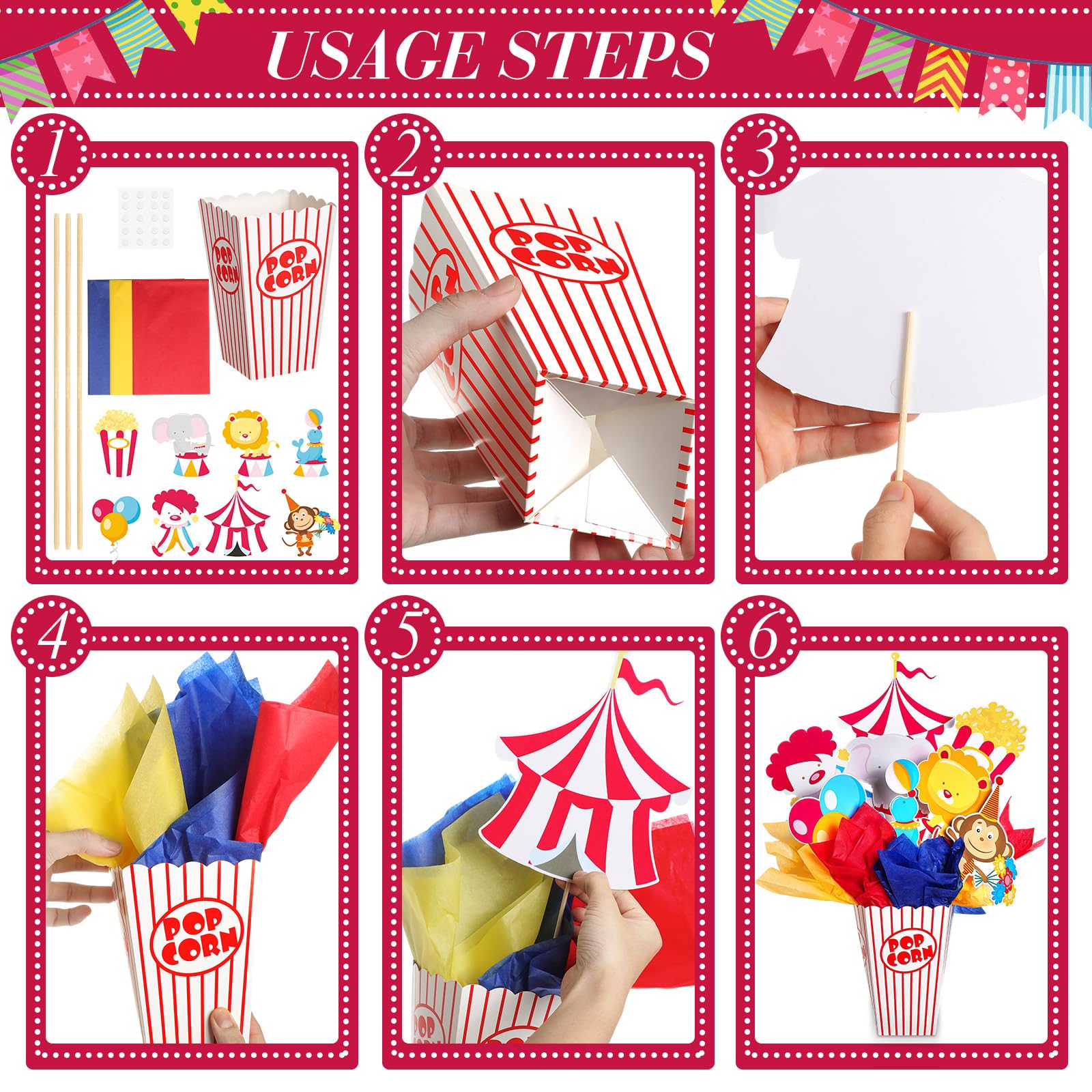 Weekgrat 4 Sets Circus Carnival Party Centerpieces Decorations Circus