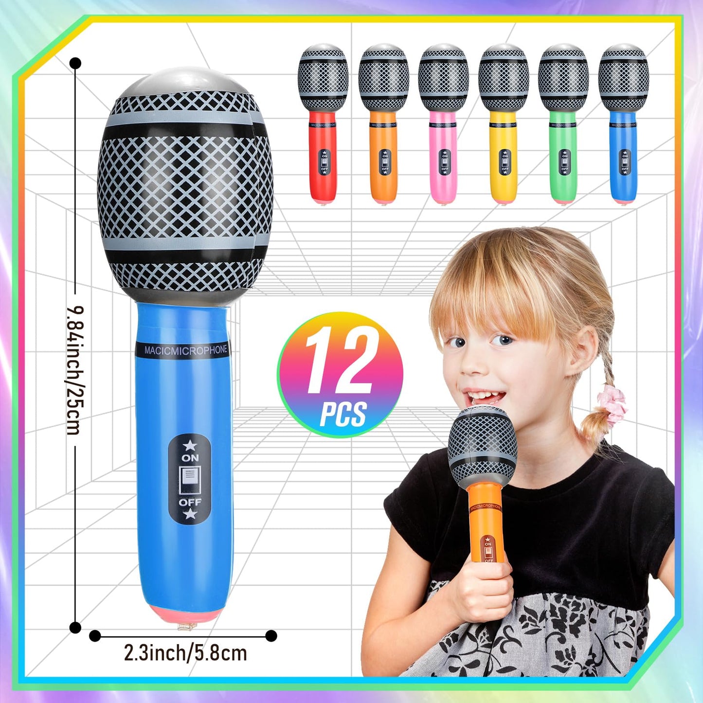 Chitidr 36 Pcs Colorful Inflatable Instruments Rock Star Toy Set