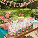 24 Pcs Flamingo Clear PVC Gift Bags with Handles Tropical Party