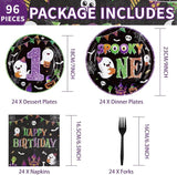 96Pcs Halloween 1st Birthday Party Supplies Spooky One Party Plates