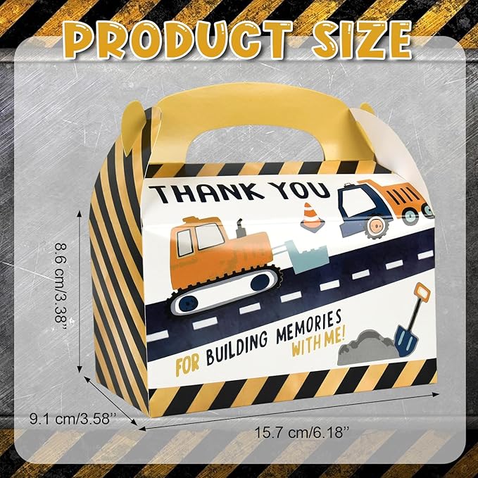 DjinnGlory 36 Pack Cute Construction Party Favor Treat Boxes Small