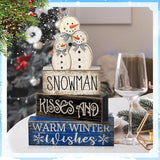 4 Pcs Winter Table Decor Wooden Snowman Decorations Winter Tiered