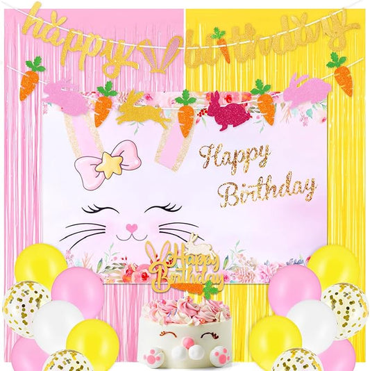 30 Pcs Easter Bunny Happy Birthday Decorations Set Include Rabbit