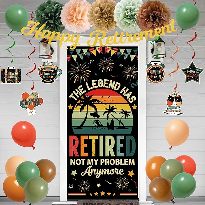 Retirement Decorations for Men Women Colorful Vintage