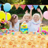 4 Pcs Stay Groovy Tablecloth Retro Hippie Boho Party Table Covers