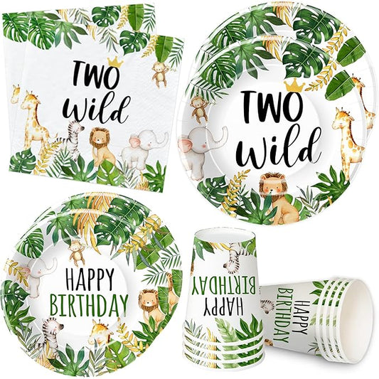 Jungle Animal Theme Two Wild Birthday Plates And Napkins Party