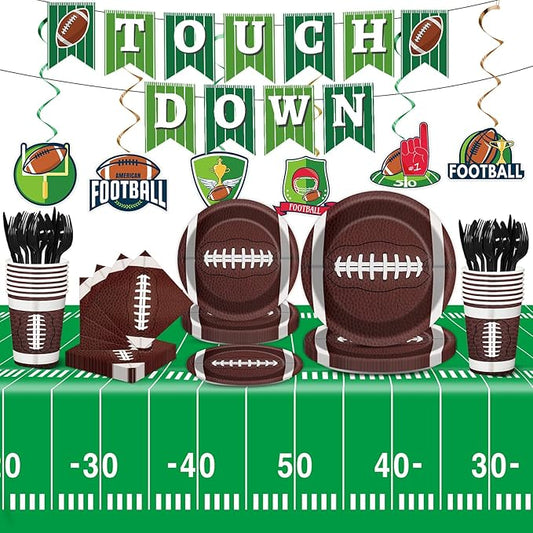 184pcs Football Party Supplies Decorations Set Serves 25 Includes