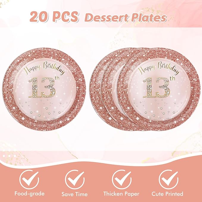 13th Birthday Party Decorations for Girls Rose Gold Birthday