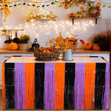 6 Pack Halloween Table Skirt Decorations Orange Purple and Black