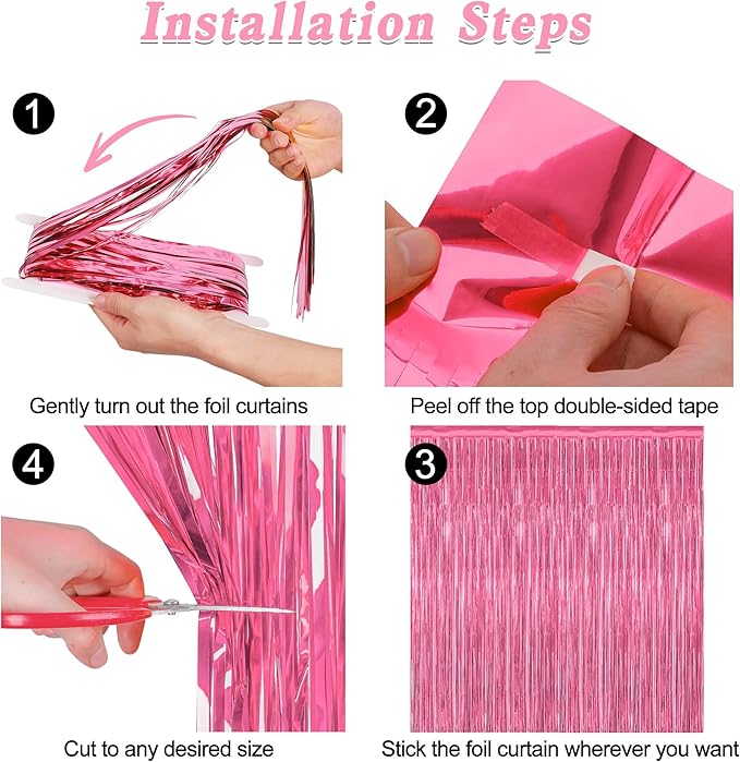 8 Pack Pink Backdrop, 3.28 FT x 7.05 FT Pink Birthday Decorations,