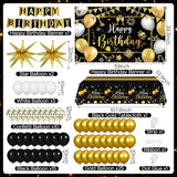 Black Gold Birthday Party Decorations for Men Women 63Pcs Black and