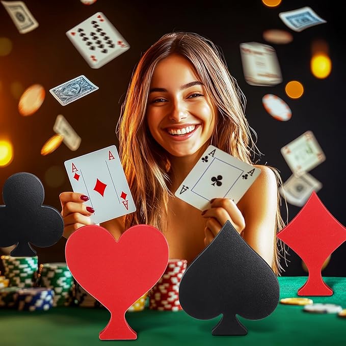 4 Pcs Casino Party Decoration 7.87 Inch Poker Table Signs Poker