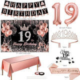 19th Birthday Decorations for Her Black Rose Gold Party Essentials