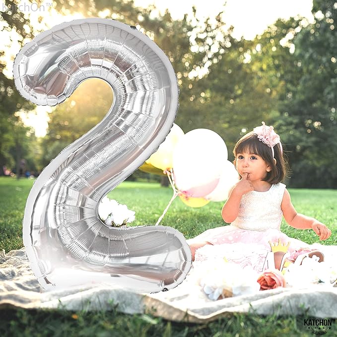 KatchOn, Big Silver Number 2 Balloon - 40 Inch | Silver 2 Balloon