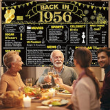 DARUNAXY 70th Birthday Black Gold Party Decoration, Back in 1956