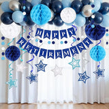 Happy Retirement Party Decorations for Men Women Blue Silver Happy