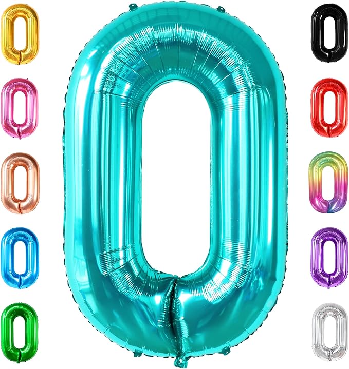 KatchOn, Huge Aqua Blue 0 Balloons - 40 Inch | Turquoise Balloons |