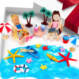 Beach Chair Umbrella Cake Decoration, 24 Pieces Palm Tree Summer Ocean