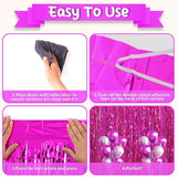 Voircoloria 4 Pack Pink Foil Fringe Backdrop Curtains, Tinsel