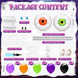 2 Set Halloween Eyeball Balloon Column Stand Kit with Red Green