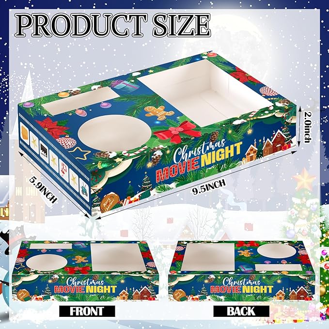 20 Pcs Christmas Movie Night Supplies Movie Night Paper Snack Trays