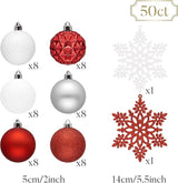 Valery Madelyn Christmas Tree Decorations Ornament Set, 50ct 2 Inches