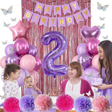 Pink Purple 2nd Birthday Party Decorations for Girls Number 2